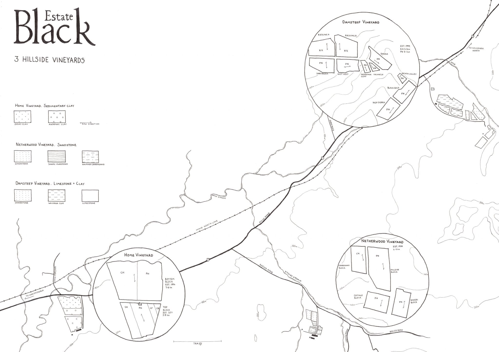 Black Estate Vineyard - North Canterbury | Vineyard Map New Black Estate Vineyard - North Canterbury | Vineyard Map New